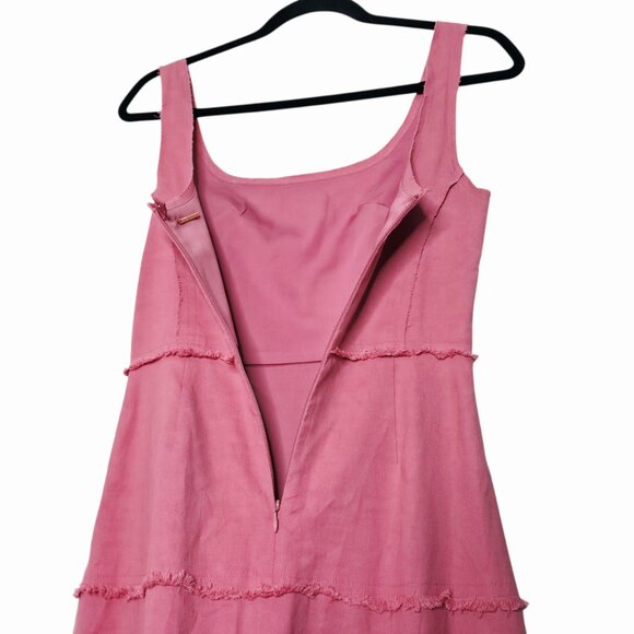 Alexis Demina Rose Pink Rosette Midi Dress Size XXS Raw Edge Floral Sleeveless - Picture 9 of 15